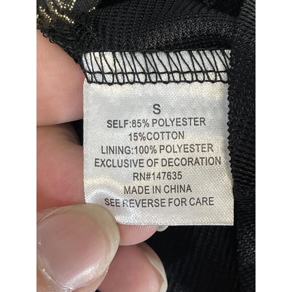 Romeo + Juliet Couture Dress Womens Small Black Gold Metallic Fit & Flare Party - Picture 7 of 11